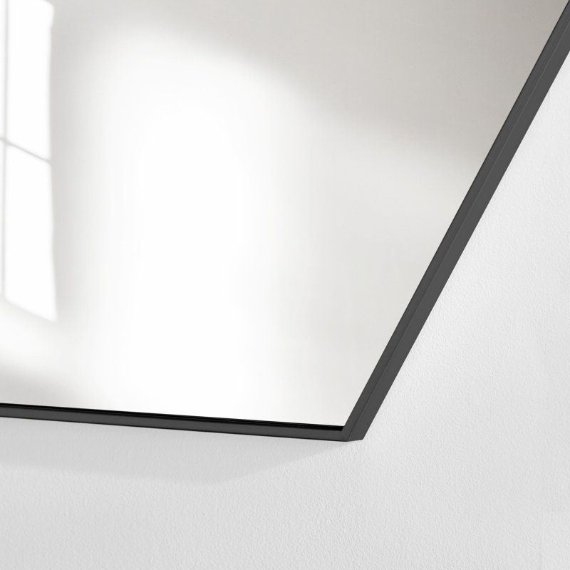 Sabine Metal Hexagon Wall Mirror, Black, 32" x 38"