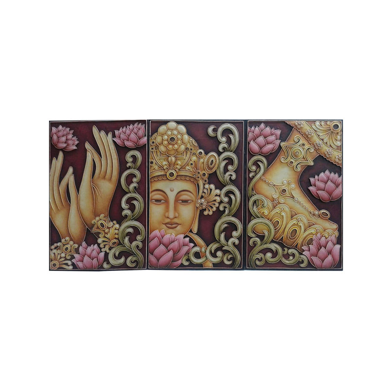 Peinture attrayante du Bouddha Gautam - ensemble de 3 | Acrylique sur toile | Par Sidharth Royal