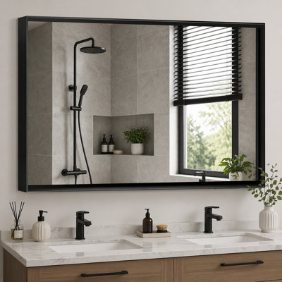 Miroir de salle de bain mural, miroir de coin carré rectangulaire (horizontal et vertical)