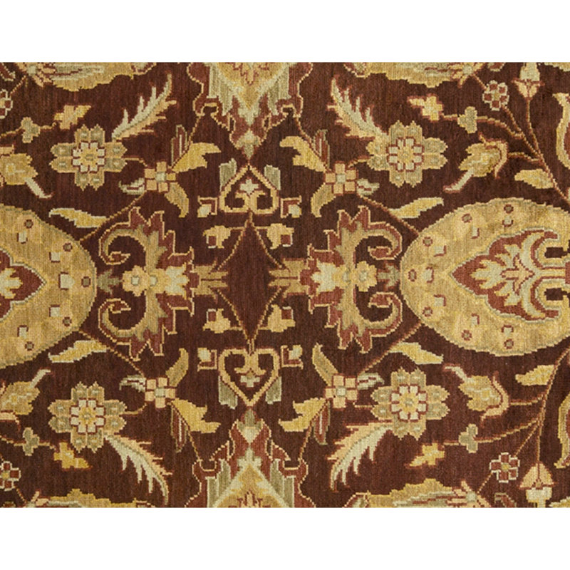 High-Quality Hand-Knotted Brown And Gold Area Rug