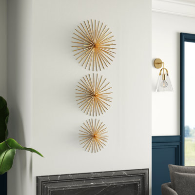 3-Piece 3D Starburst Abstract Metal Wall Decor