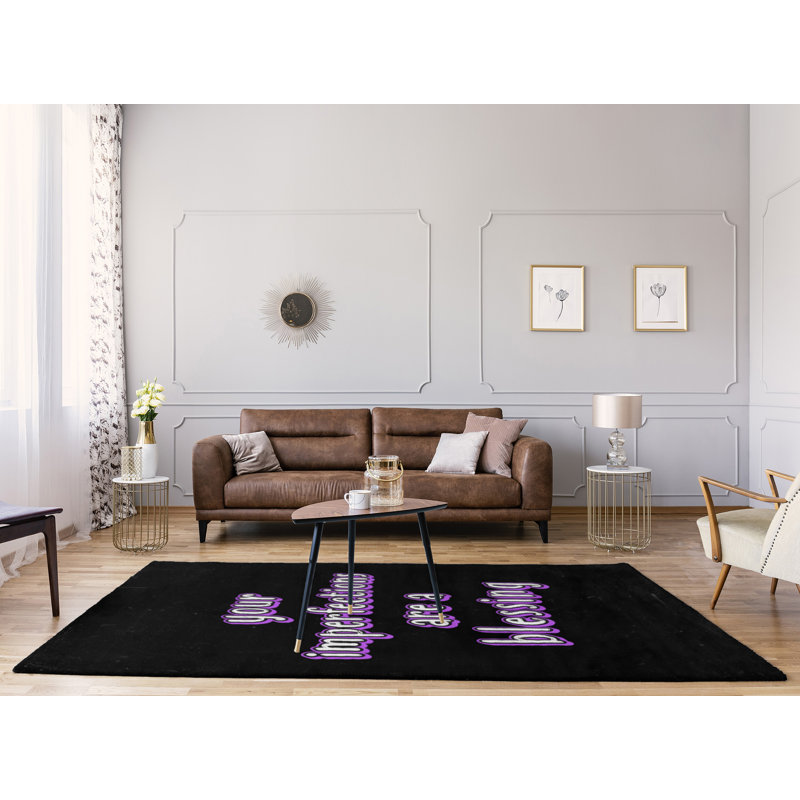 Tapis en poly-chenille style tableau noir, Rectangle 5 pi x 7 pi