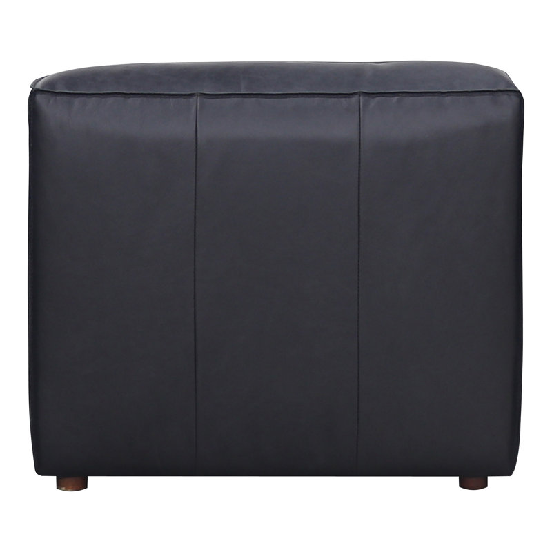 Foley Genuine Leather Slipper Chair, Black Top Grain Leather