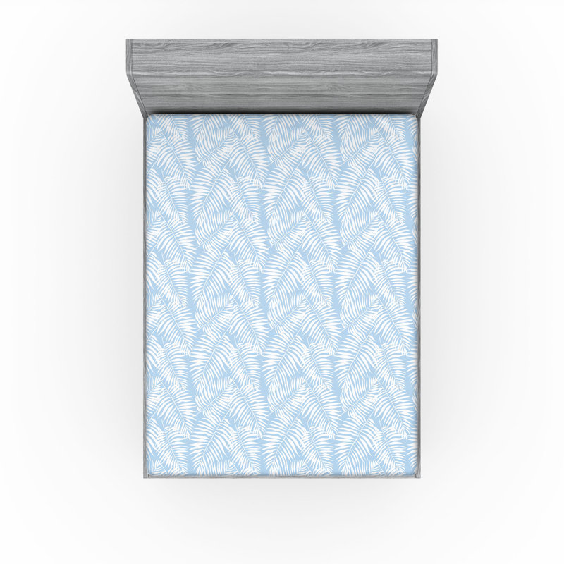  Ensemble de draps-housses pour chambre d'amis, Bleu ciel pâle / blanc, Drap-housse de taille double