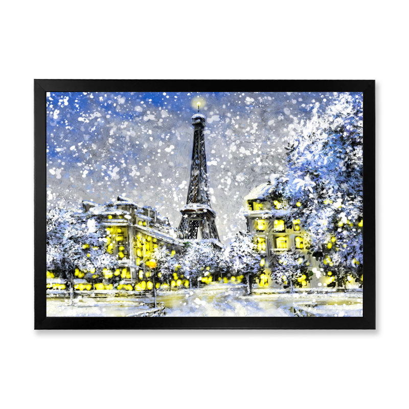 «Paris In Christmas Winter Ii», reproduction d'art sur toile traditionnelle, H 24 po x l 36 po x P 1 po