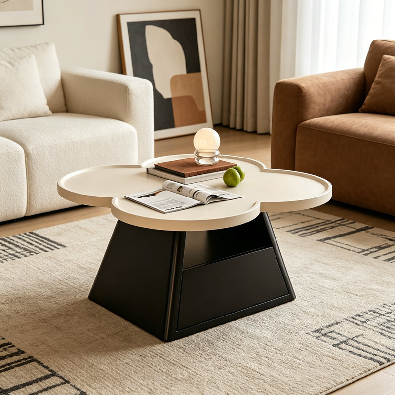Cline, H 15,74 po x L 31,49 po x l 31,49 po, Blanc, Noir