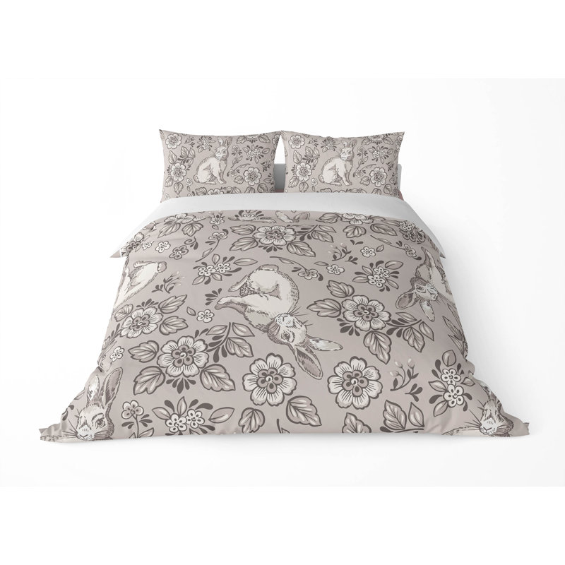 Ensemble d'édredon léger Bunny Toile, Édredon grand + 2 taies d'oreiller standard, Naturel