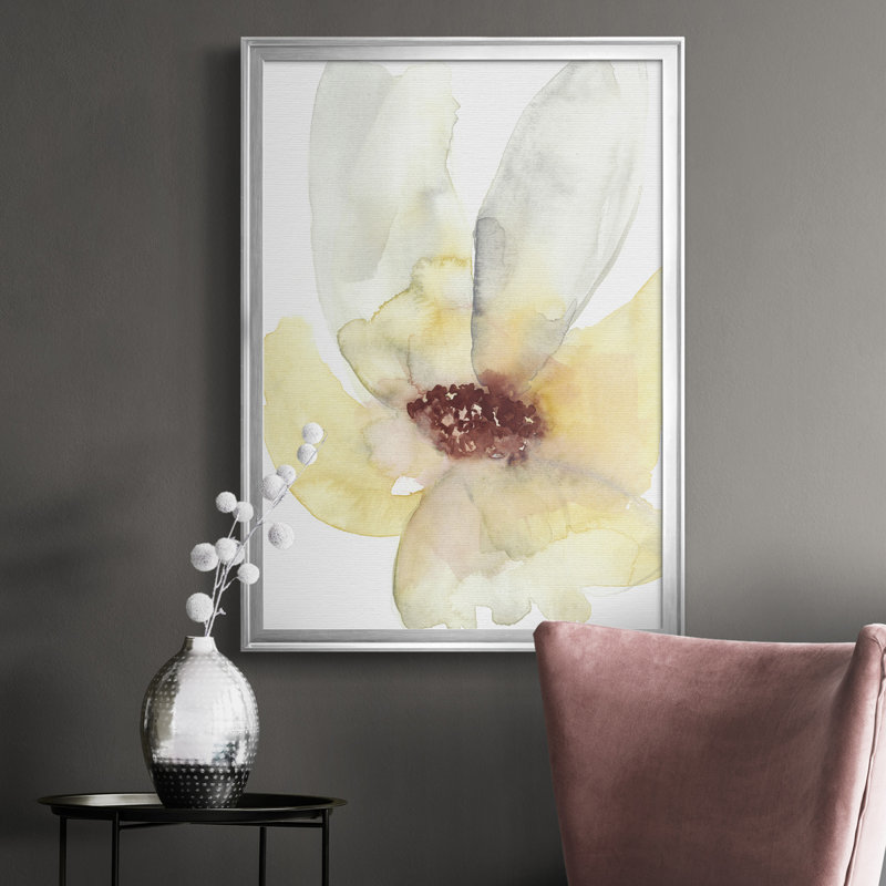 «Lush Flower I», toile encadrée de qualité supérieure - prête à être accrochée, Cadre argenté, H 24,5 po x l 18,5 po x P 1 po