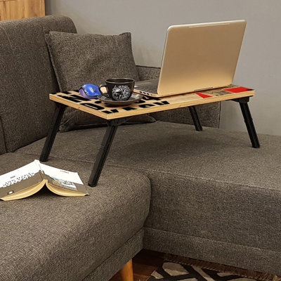 Modern Laptop Standing Desk, Atlantic Pine & White, 23.6 x 9.8 x 15.4 inches | 100% Melamine Coated Particle Board, Thickness: 0.7 inches | Multipurpose Table with Additional Storage, Stylish & Functional Design