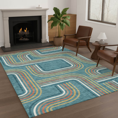 Machine Washable Indoor/Outdoor Chantille ACN2535 Geometric Rug