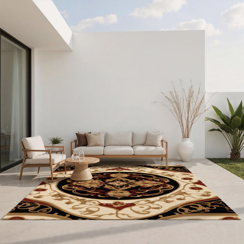 Tapis intérieur et extérieur Baroque Bloom, Rectangulaire 3 pi x 5 pi