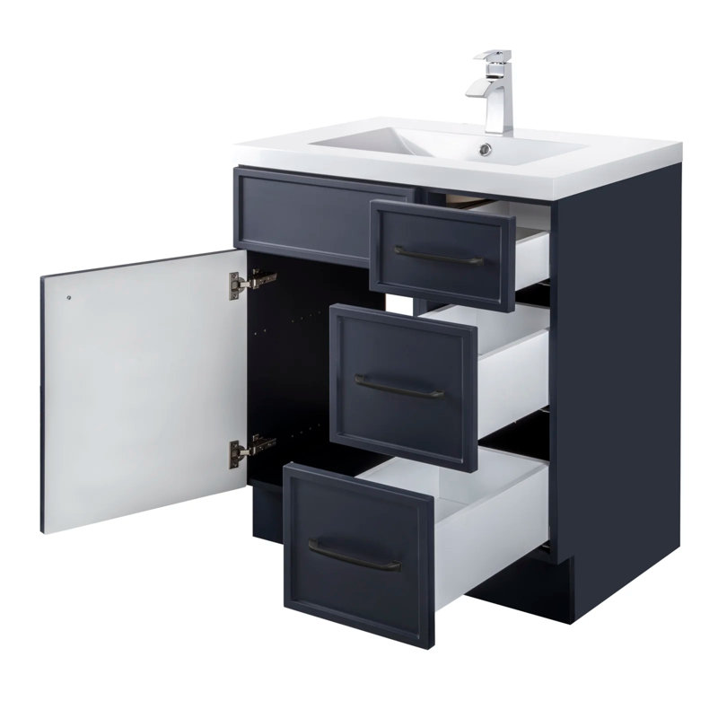 Ensemble de meuble-lavabo simple 30 po Manhattan, Noir, Bleu, 30"
