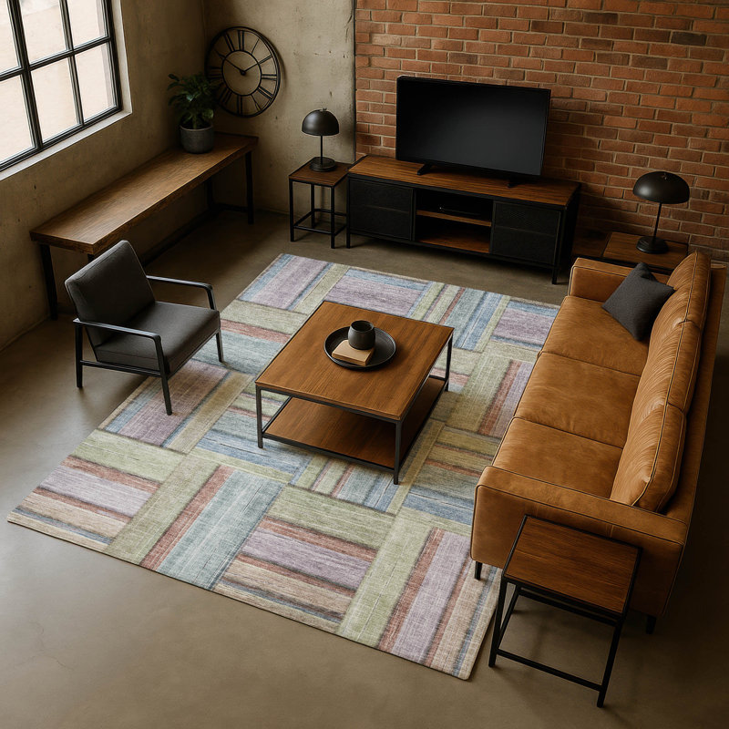 Premium Machine Washable Mayfield AMF2285 Geometric Rug, Aloe, 10' x 14'