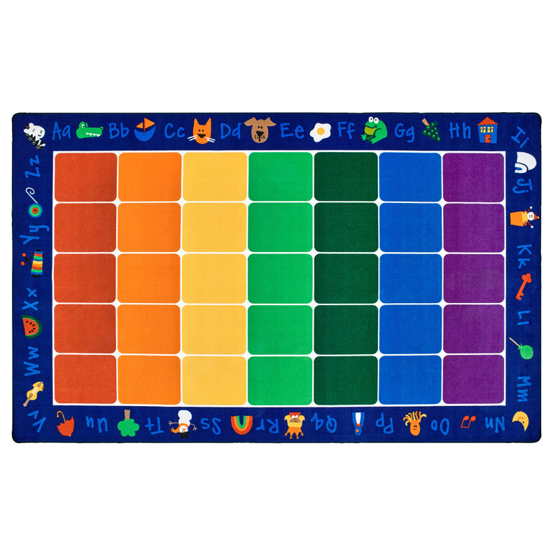Tapis de salle de classe capitonné bleu / rouge Fun with Phonics, Rectangle 8 pi 4 po x 13 pi 4 po