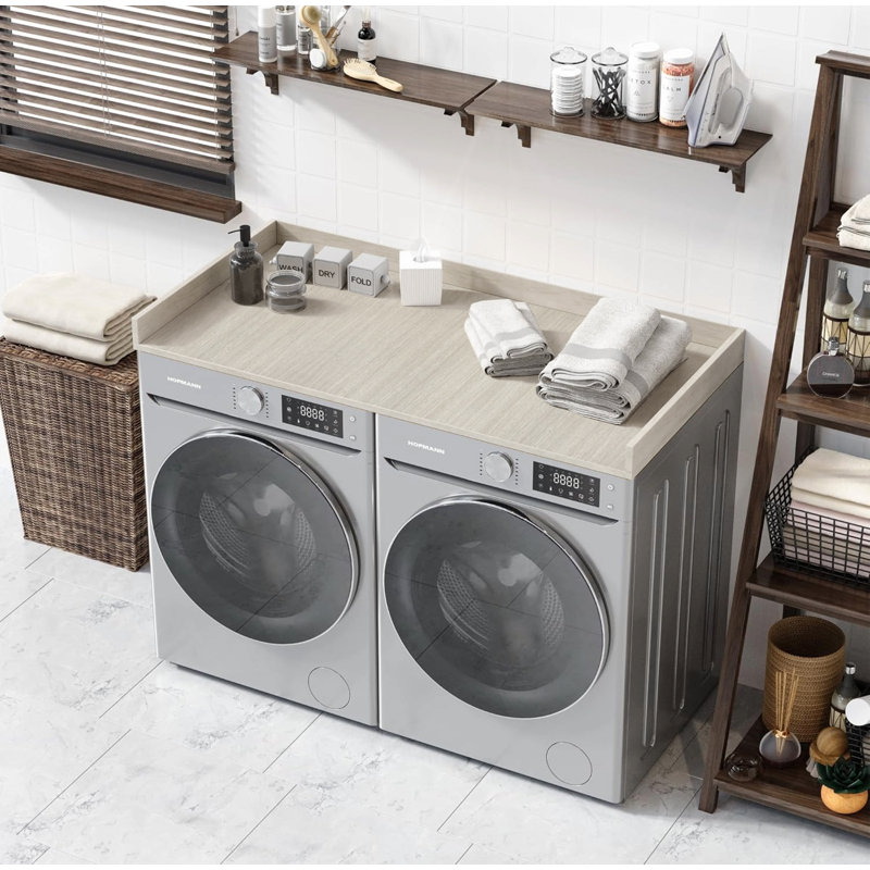 OfficeSimpli Washer Dryer Countertop 27.5 x 54 Laundry Countertop Over Washer and Dryer, Laundry Room Countertop Organization Solution with Non-Slip Pads, Rustic Oak
