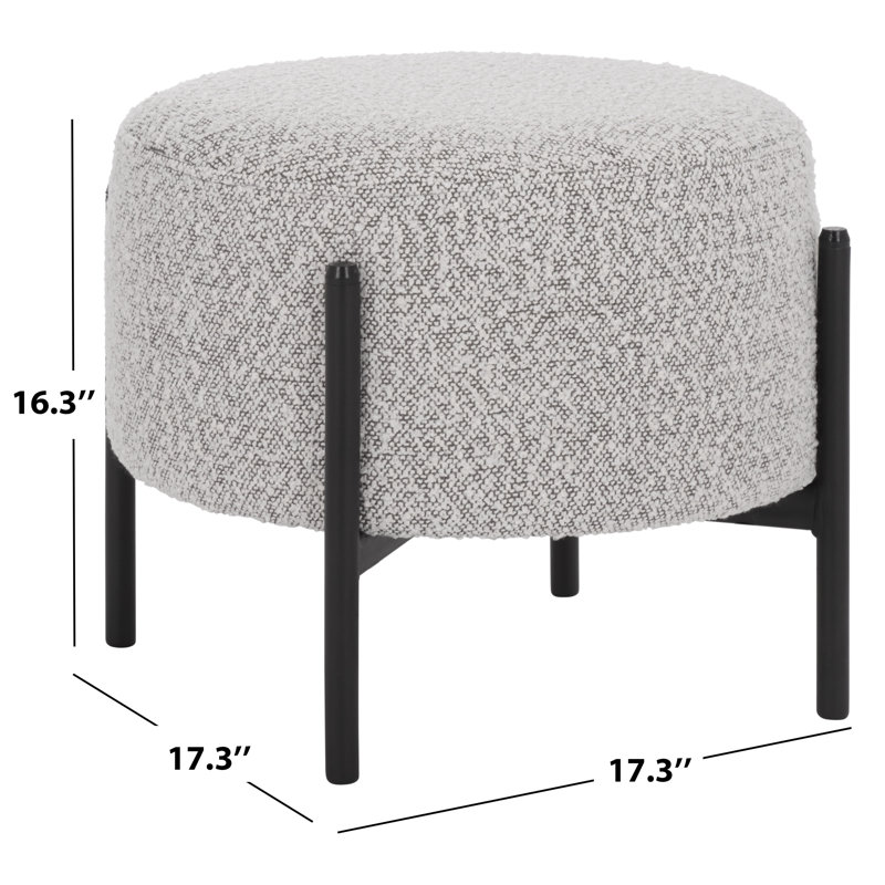 Adria 17" Round Ottoman, Light Gray Boucle