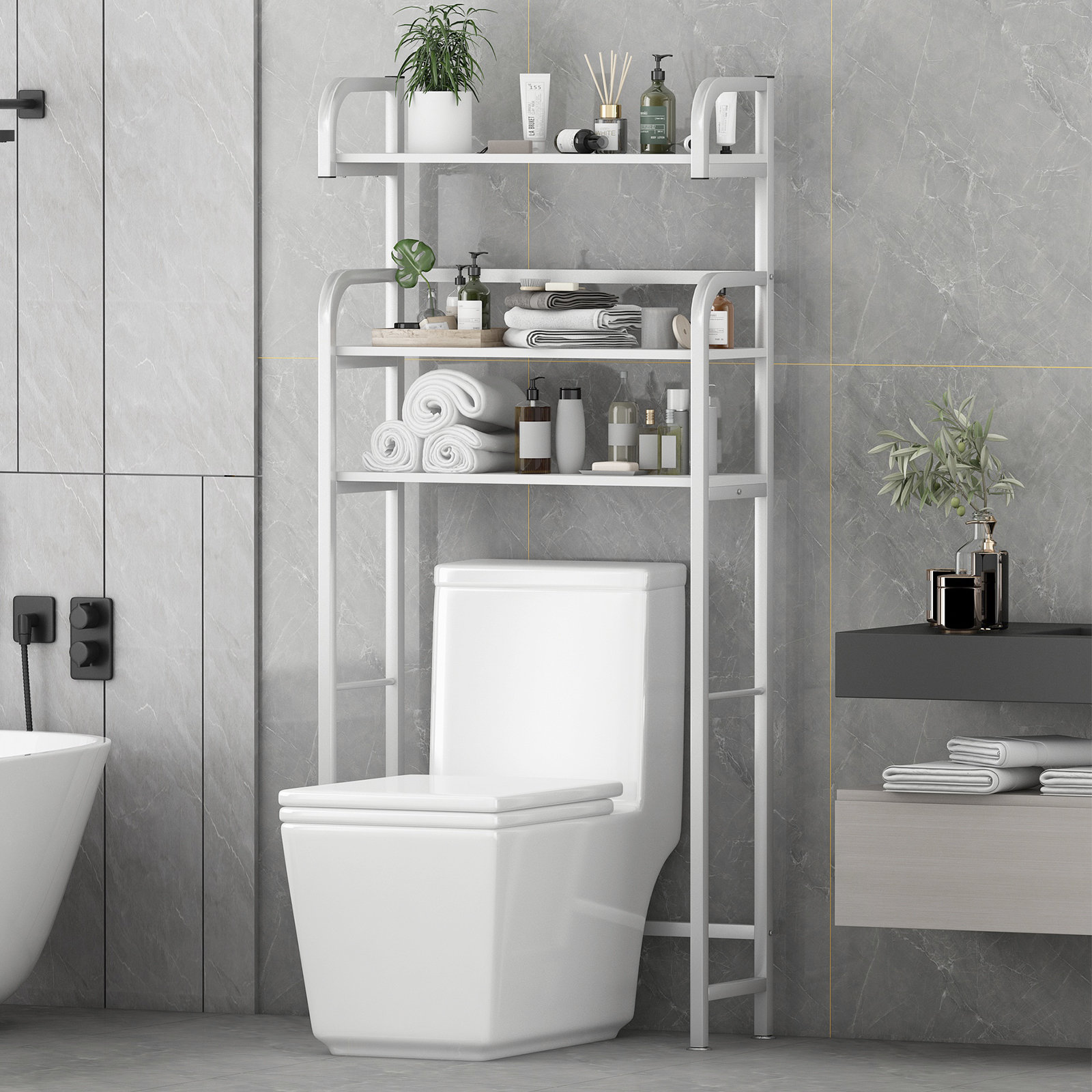 Rebrilliant Masika Metal Freestanding OvertheToilet Storage, Bathroom