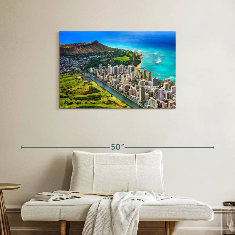 Waikiki vu d'en haut, H 24 po x l 36 po