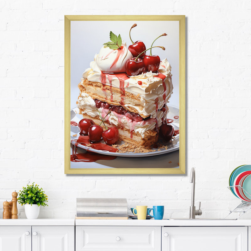 Montecillo Red Cheesecake Luxury III, reproduction d'art sur toile, H 32 po x l 16 po x P 1 po, Encadrement doré