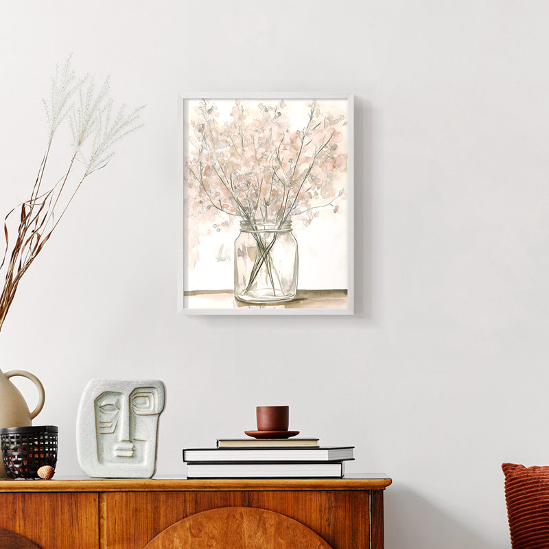 FLORAL Series DLX III - Impression encadrée de qualité supérieure - Prêt à accrocher - Aucun clou requis, Blanc