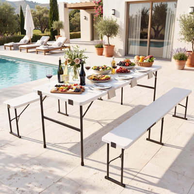 6FT Folding Picnic Table Set with Benches