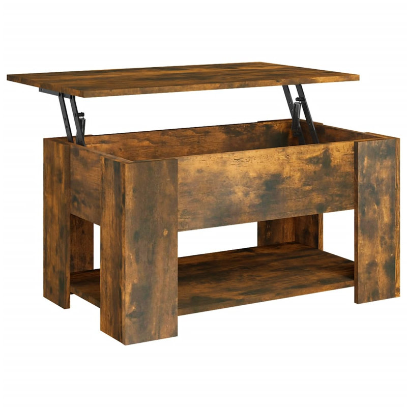 Andrewjames Manufactured Wood Frame Single Coffee Table with Storage, Smoked Oak, 16.1" H x 31.1" W x 19.3" D