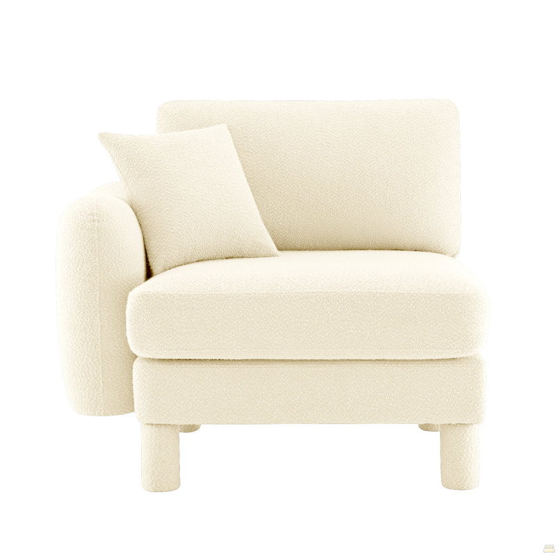 Canapé LSF avec coussin en polyester, Beige Boucle