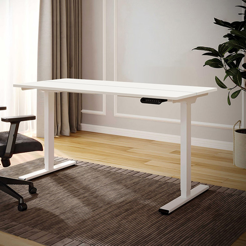 Bureau debout électrique à hauteur ajustable, Blanc / blanc, H 46,85 po x l 55,12 po x P 13,78 po