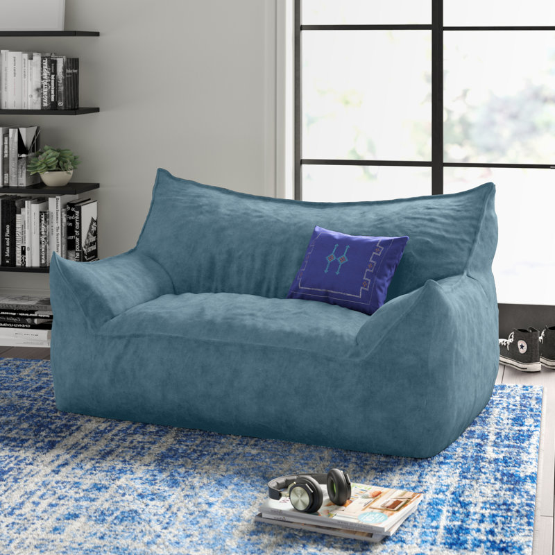 Canapé sac de pois Big Joe Imperial, Polyester bleu pacifique, 32" H x 60" W 40" D