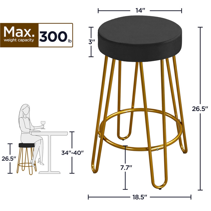 Tabouret 26,5 ", Noir