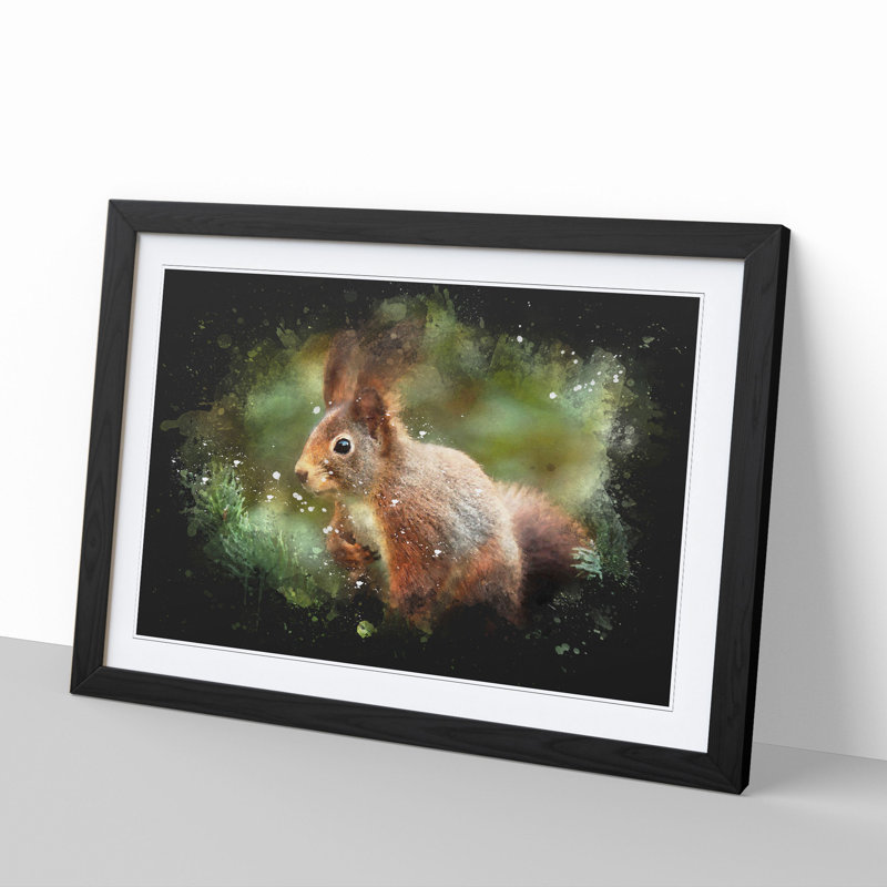 Red Squirrel Vol.2 - Picture Frame Painting, 27cm H x 36cm W x 2cm D, Black Framed
