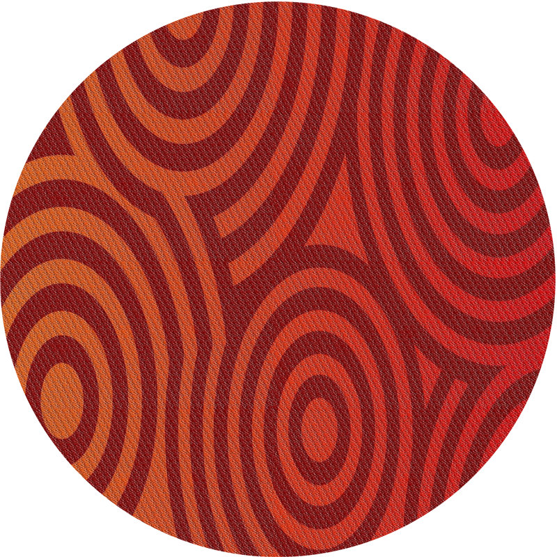 Tapis rouge tissé à la machine, Rond 3 pi