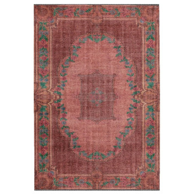 Tapis rose en coton tissé à la machine Cece