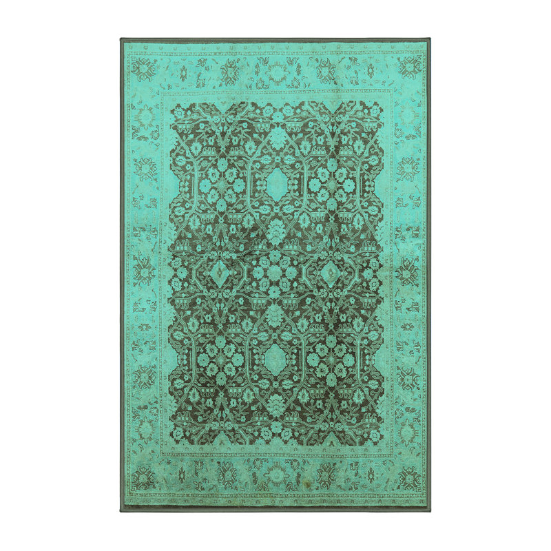 Tapis oriental en laine / polyester tissé à la machine en bleu, Rectangle 2 pi x 3 pi