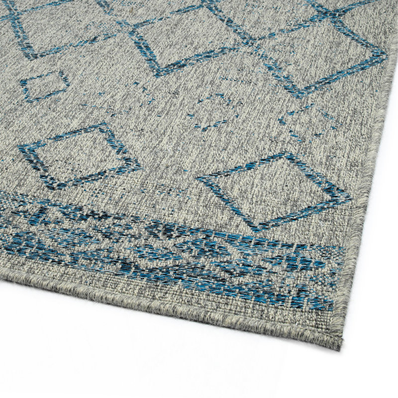 Tapis rectangulaire moderne, transitionnel, géométrique, du sud-ouest, texturé, découpé et bouclé