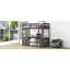 Lit mezzanine double avec bureau en U, tiroirs et tablettes de rangement-6320356-175474