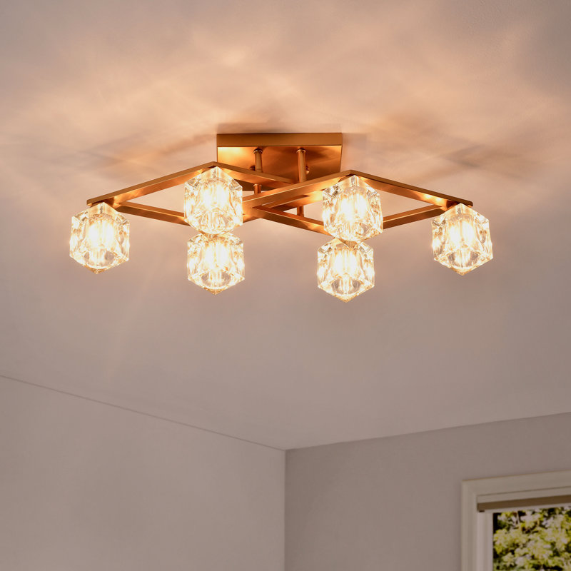 Luminaire suspendu moderne en métal doré pour salle à manger, entrée et cuisine - Design élégant avec luminaire à 6 lumières