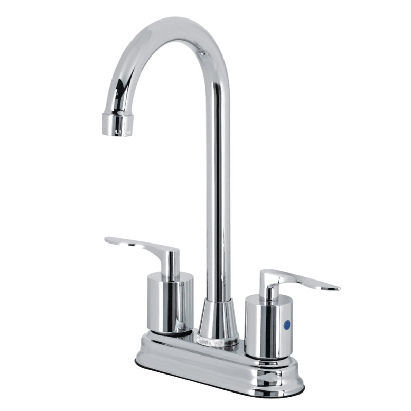Kingston Brass Serena Two-Handle 2-Hole Deck Mount Bar Faucet, Polished Chrome