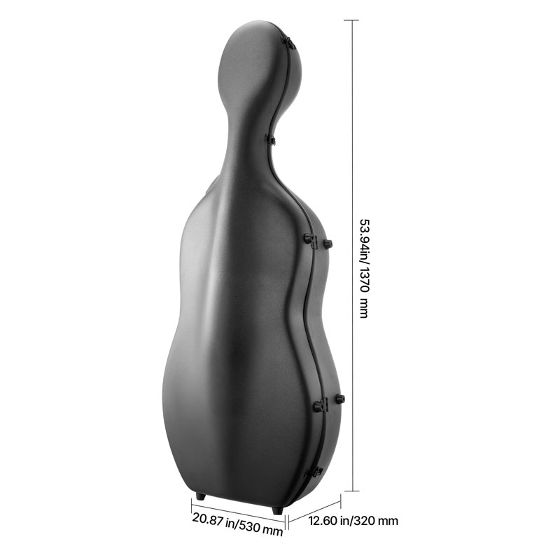 Étui pour violoncelle pleine grandeur 4/4, fibre de carbone composite, sac de transport léger, avec doublure moelleuse, sangles d'épaule doubles, anti-rayures, forme de violoncelle professionnelle, pour violoncelle, noir