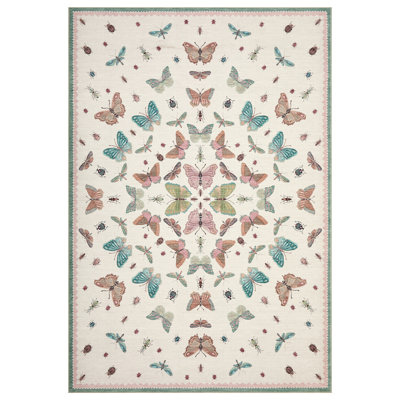 Vintage Rug, Machine Washable Non Slip Hallway Rug, Soft Low Pile Distressed Area Rug for Entryway Bedroom Living Room Home Decor, Beige, 9ft*12ft