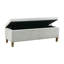 Banc rembourré bleu moderne avec pieds en bois massif - Rangement pour vestibule ou chambre à coucher avec couvercle à fermeture douce, design