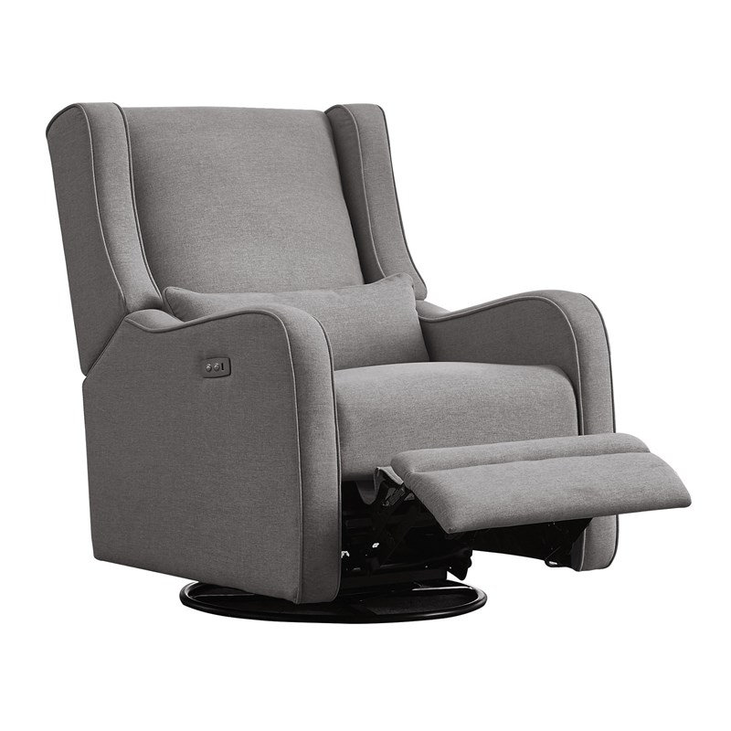  Fauteuil coulissant et inclinable électrique en tissu gris port, Gris havre