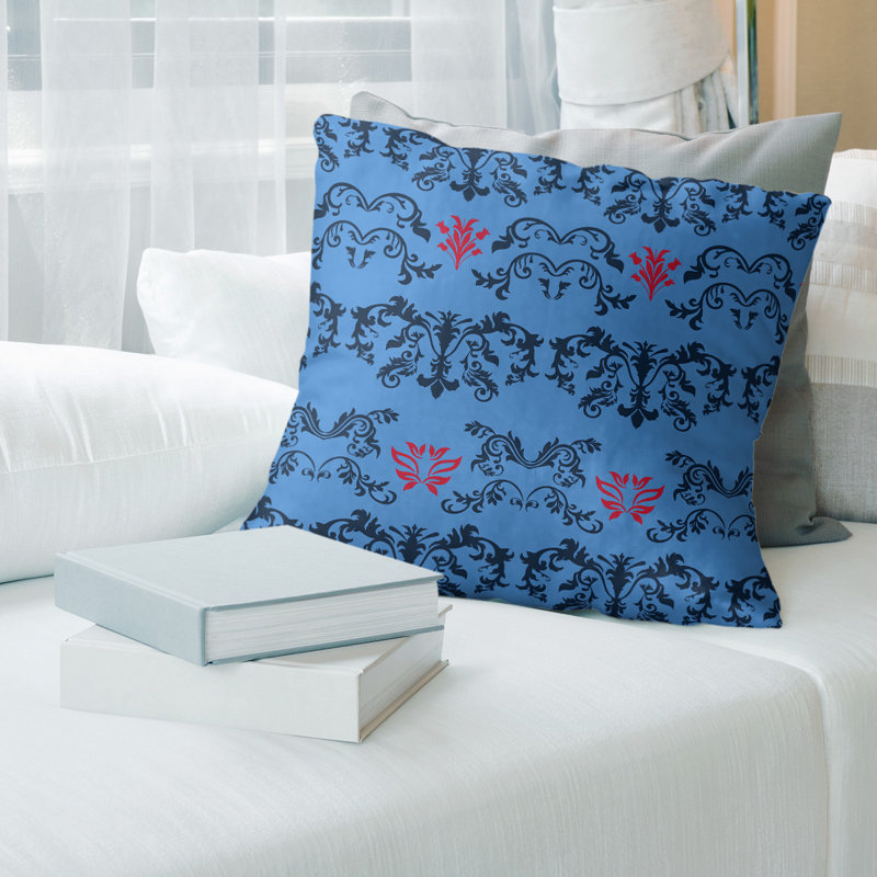 Housse de coussin carré Tennessee Football Baroque, 20 po X 20 po, Bleu/noir/rouge, Polyester sergé