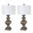 Set of Two 30" Distressed Brown Table Lamp With White Cone Shade