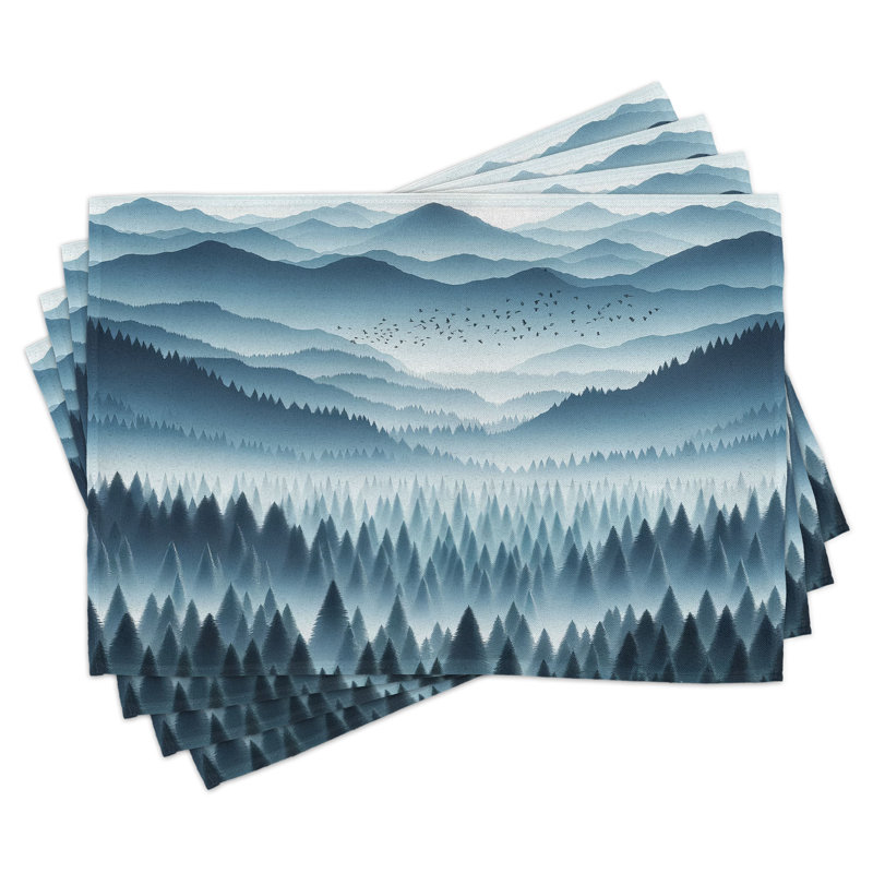Ensemble de 4 napperons Ambesonne Blue Dense Forest