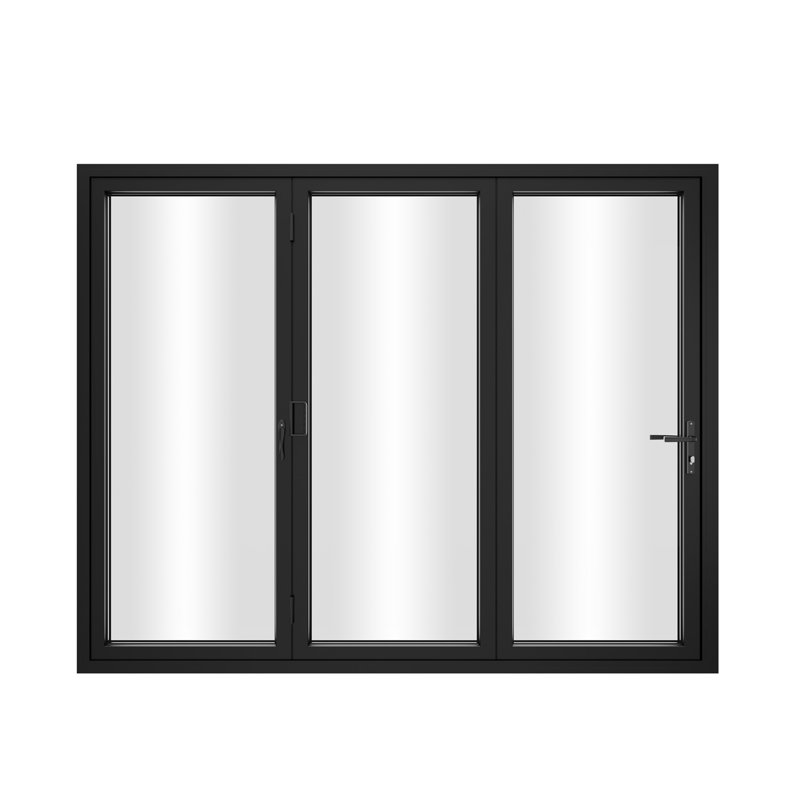 Porte de patio pliante en aluminium à 3 panneaux de 96 po de largeur KaMic VersaFold, L 96 po x H 96 po, Noir