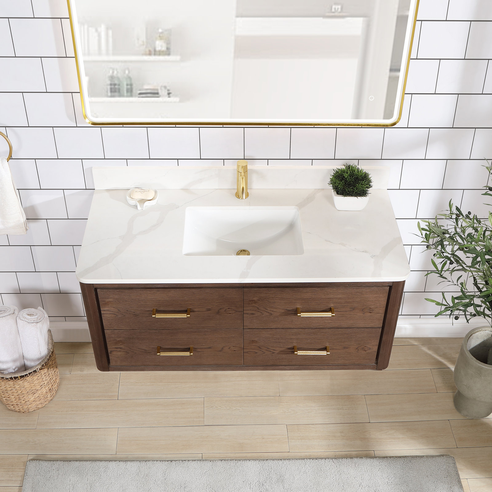 Cristo 48'' Single Bathroom Vanity, Dark Brown Oak