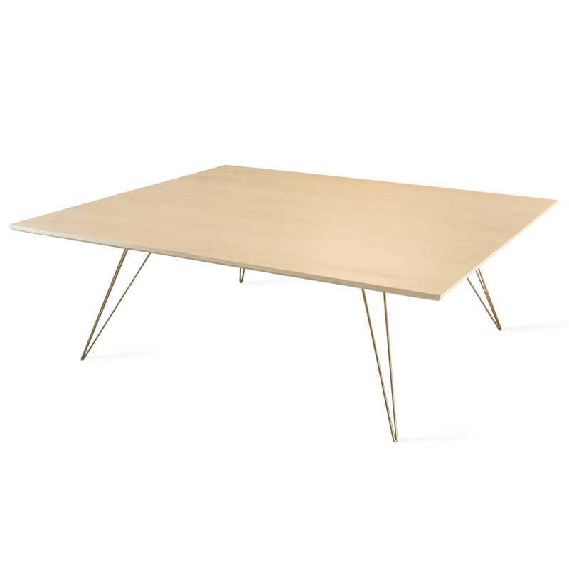 Table basse Williams, H 18 po x L 54 po x l 46 po, Or cuivré, Érable