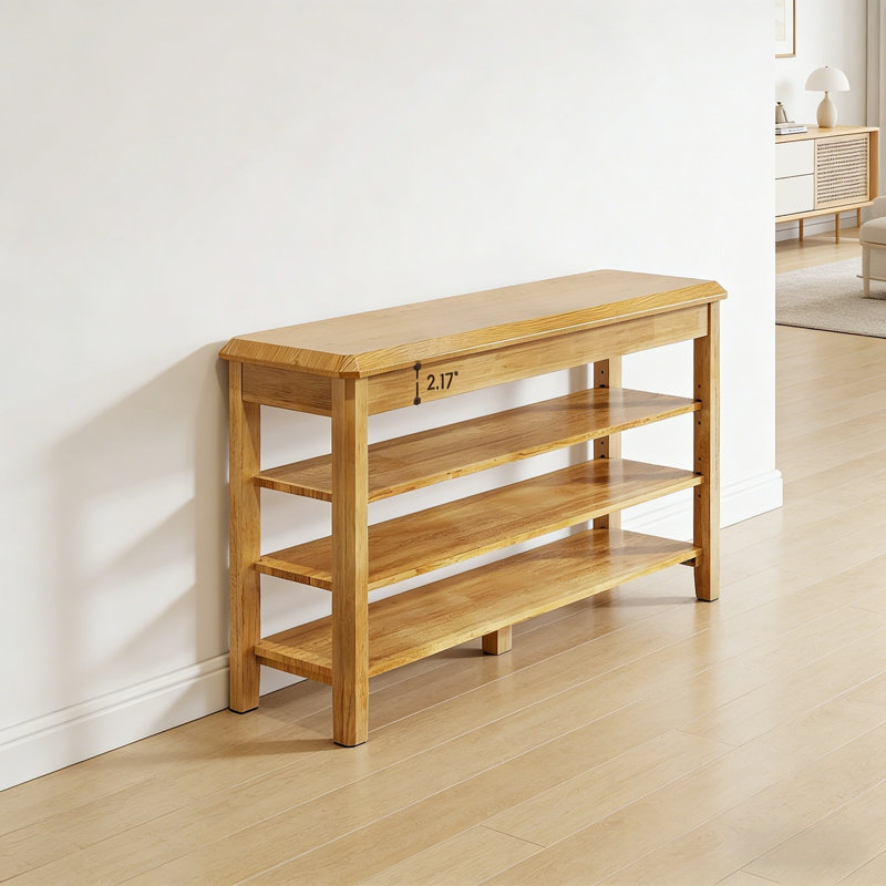 3-Tier Wooden Shoe Rack Bench With Storage – Mid-Century Modern Compact Design, 550 Lbs Capacity, 20.5" H x 31.5" W x 11.8" D