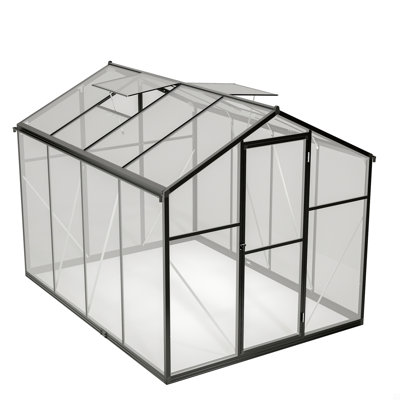6X8 FT Greenhouse, Polycarbonate Greenhouse With Quick Setup Structure And Roof Vent, Aluminum Large Walk-In Greenhouse